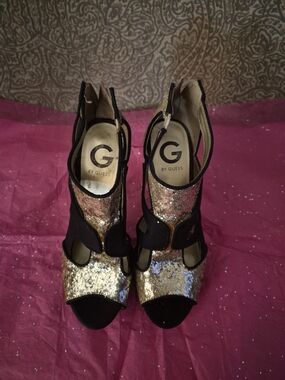 G by GUESS Gold Sequin Cutout Women's Heels